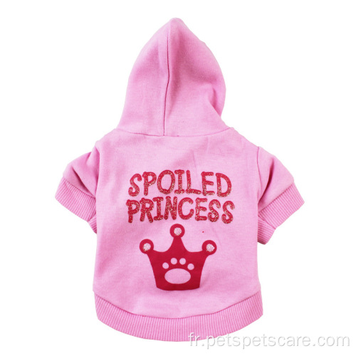 sweats à capuche roses de style princesse vêtements pour petits chiens